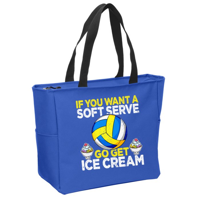 If You Want A Soft Serve Go Get Ice Cream Funny Volleyball  Zip Tote Bag