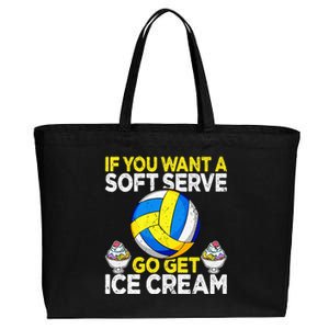 If You Want A Soft Serve Go Get Ice Cream Funny Volleyball  Cotton Canvas Jumbo Tote