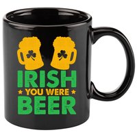 Irish You Were Beer St Patricks Day Shamrock's Irish Day 11oz C Handle Ceramic Mug