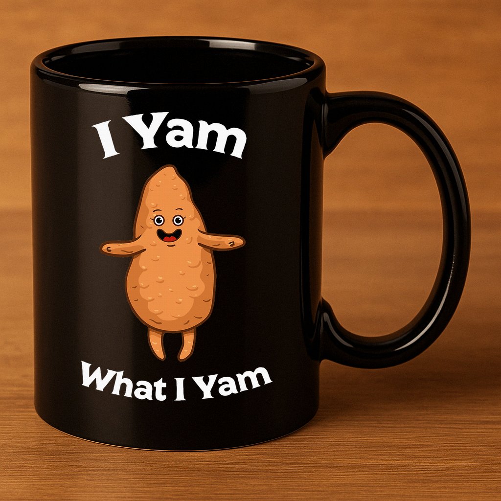 I Yam What I Yam Dancing Sweet Potato 11oz C Handle Ceramic Mug