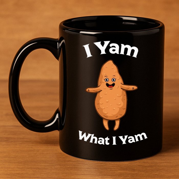 I Yam What I Yam Dancing Sweet Potato 11oz C Handle Ceramic Mug
