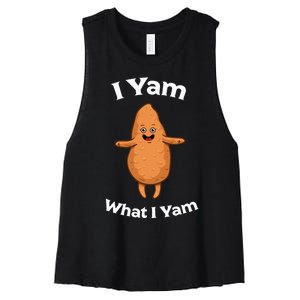 I Yam What I Yam Dancing Sweet Potato Women's Racerback Cropped Tank