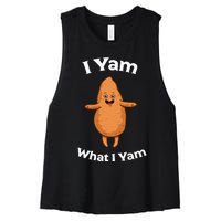 I Yam What I Yam Dancing Sweet Potato Women's Racerback Cropped Tank