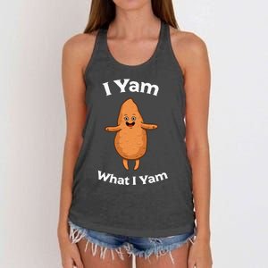 I Yam What I Yam Dancing Sweet Potato Women's Knotted Racerback Tank