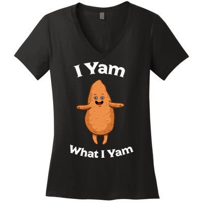 I Yam What I Yam Dancing Sweet Potato Women's V-Neck T-Shirt