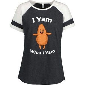 I Yam What I Yam Dancing Sweet Potato Enza Ladies Jersey Colorblock Tee