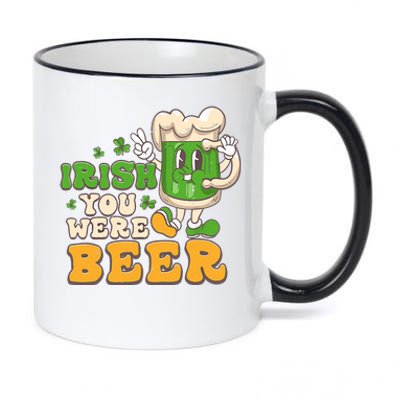 Irish You Were Beer Groovy Green Beer St Patrick's Day 11oz Black Color Changing Mug