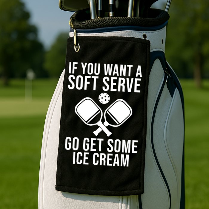 If You Want A Soft Serve Go Get Some Ice Cream Funny Pickleball Golf Towel