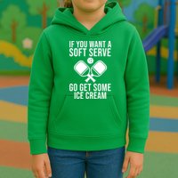 If You Want A Soft Serve Go Get Some Ice Cream Funny Pickleball Kids Hoodie