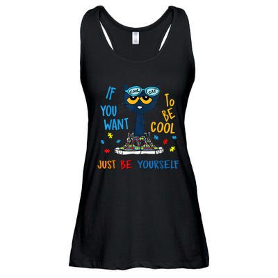 If You Want To Be Cool Just Be Yourself Cat Autism Warrior Ladies Essential Flowy Tank