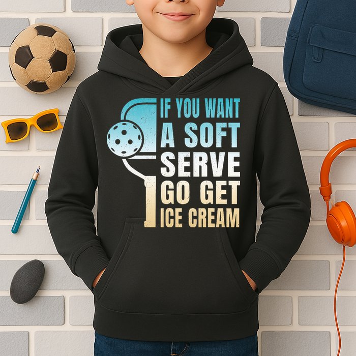 If You Want Soft Serve Go Get Ice Cream Pickleball Kids Hoodie