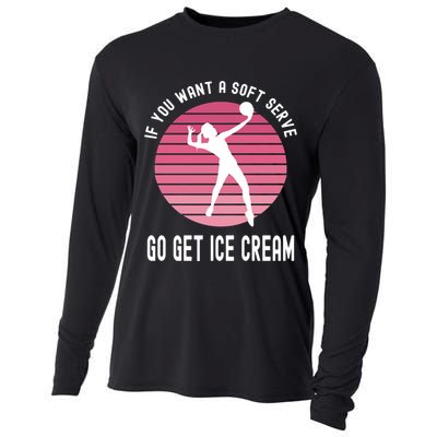 If You Want A Soft Serve Go Get Ice Cream Punny Volleyball Gift Cooling Performance Long Sleeve Crew