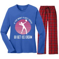 If You Want A Soft Serve Go Get Ice Cream Punny Volleyball Gift Women's Long Sleeve Flannel Pajama Set 