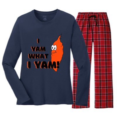 I Yam What I Yam Funny Yam Women's Long Sleeve Flannel Pajama Set 