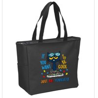 If You Want To Be Cool Just Be Yourself Cat Autism Warrior Zip Tote Bag