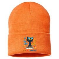 If You Want To Be Cool Just Be Yourself Cat Autism Warrior Sustainable Knit Beanie