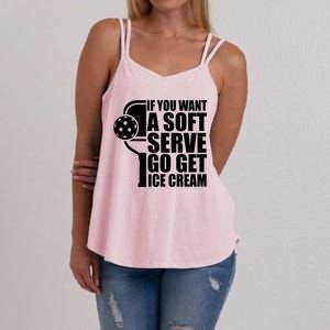 If You Want A Soft Serve Go Get Ice Cream Funny Pickleball Women's Strappy Tank