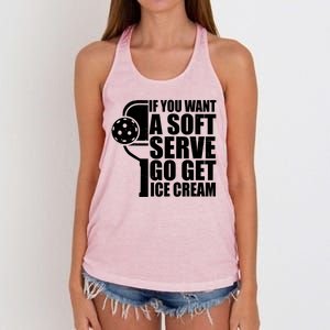 If You Want A Soft Serve Go Get Ice Cream Funny Pickleball Women's Knotted Racerback Tank