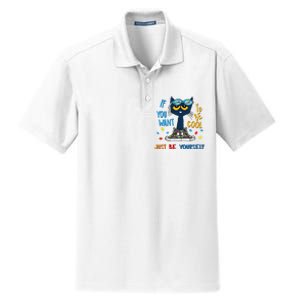 If You Want To Be Cool Just Be Yourself Cat Autism Warrior Dry Zone Grid Polo