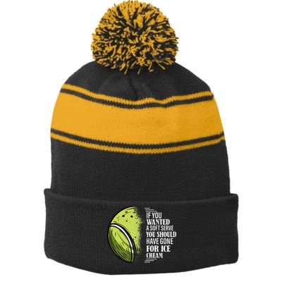 If you Wanted A Soft Serve Funny Tennis Player Stripe Pom Pom Beanie