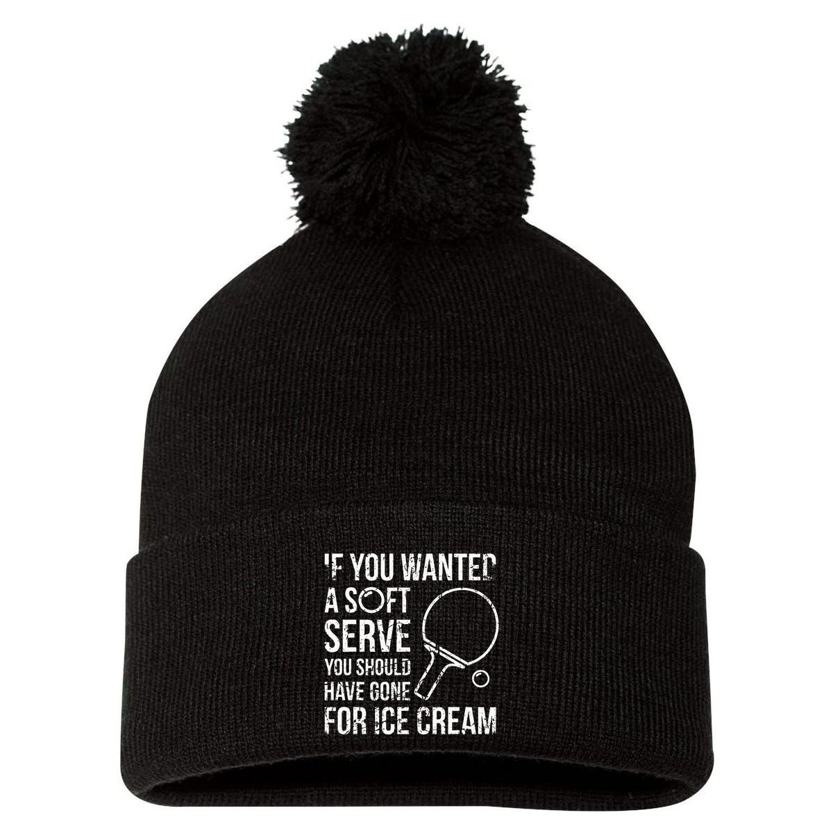 If You Wanted A Soft Serve Ping Pong Pom Pom 12in Knit Beanie