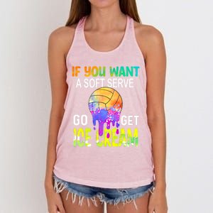 If You Want Soft Serve Go Ge Icecream Volleyball Gift Women's Knotted Racerback Tank