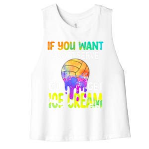 If You Want Soft Serve Go Ge Icecream Volleyball Gift Women's Racerback Cropped Tank