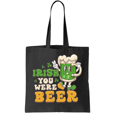 Irish You Were Beer Groovy Green St Patrick's Day Tote Bag