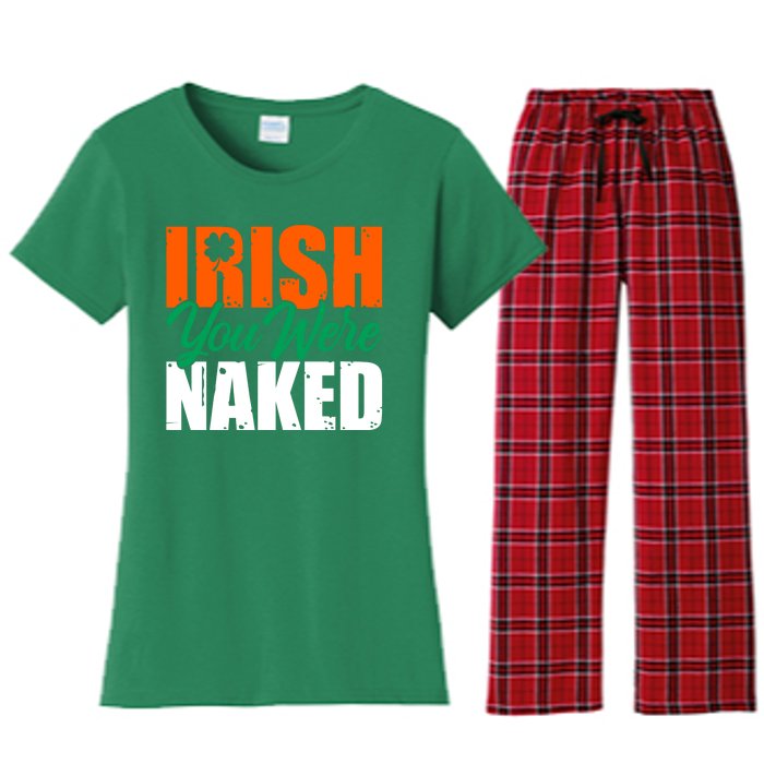 Irish You Were Naked Funny St Patricks Day Women's Flannel Pajama Set