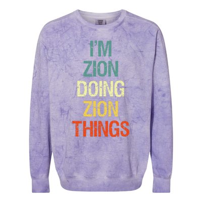 IM Zion Doing Zion Things Personalized First Name Colorblast Crewneck Sweatshirt