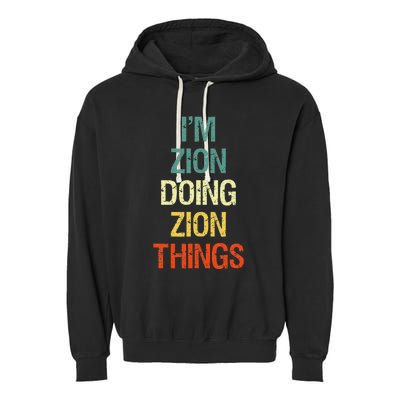 IM Zion Doing Zion Things Personalized First Name Garment-Dyed Fleece Hoodie