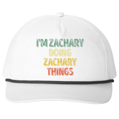 IM Zachary Doing Zachary Things Personalized Name Snapback Five-Panel Rope Hat