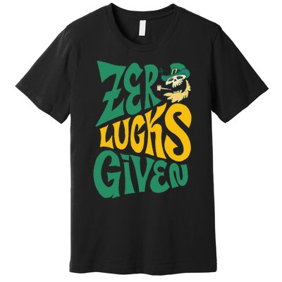 Irish Zero Lucks Given Skeleton St.Patrick`s Day Premium T-Shirt