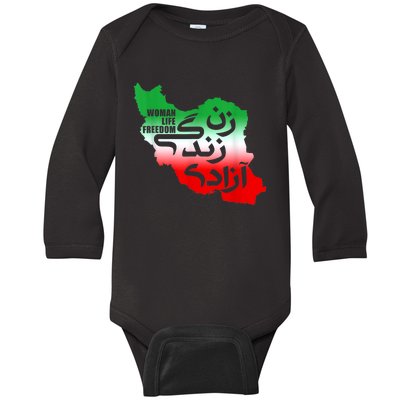 Iran Zan Zendegi Azadi Persian Woman Life Freedom Design Baby Long Sleeve Bodysuit