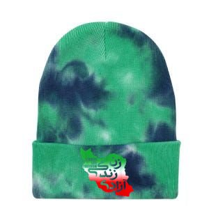 Iran Zan Zendegi Azadi Persian Woman Life Freedom Design Tie Dye 12in Knit Beanie