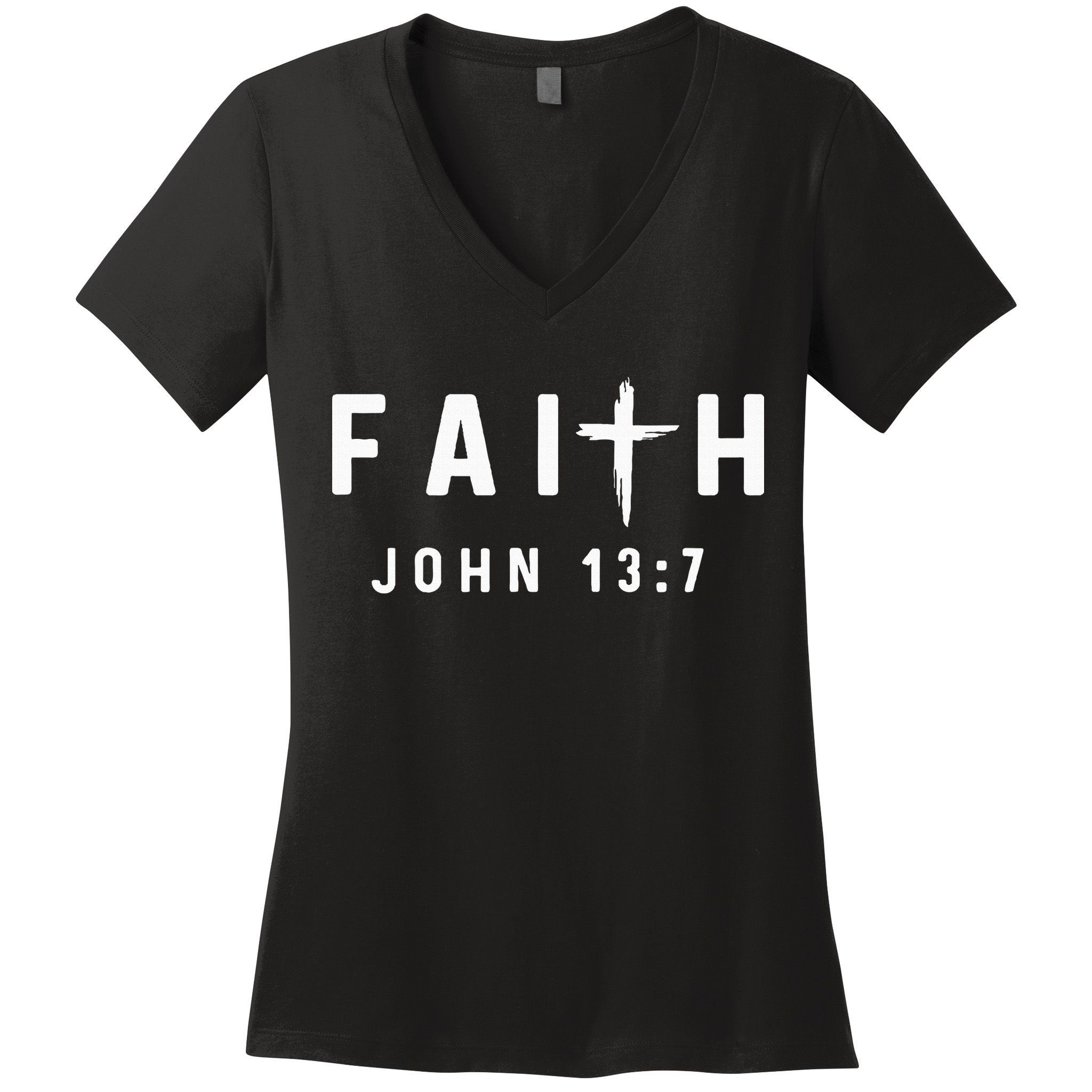 John 137 13 7 Faith God Jesus Religious Christian Women's V-Neck T-Shirt