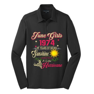 June 1974 1974th Birthday June 1974 49 Years Old Silk Touch Performance Long Sleeve Polo