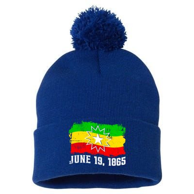 June 19 1865 Juneteenth Flag Black Freedom Black History Meaningful Gift Pom Pom 12in Knit Beanie