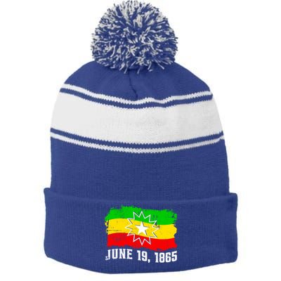 June 19 1865 Juneteenth Flag Black Freedom Black History Meaningful Gift Stripe Pom Pom Beanie