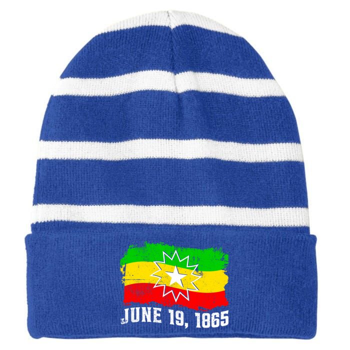 June 19 1865 Juneteenth Flag Black Freedom Black History Meaningful Gift Striped Beanie with Solid Band