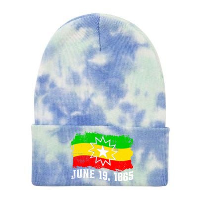 June 19 1865 Juneteenth Flag Black Freedom Black History Meaningful Gift Tie Dye 12in Knit Beanie