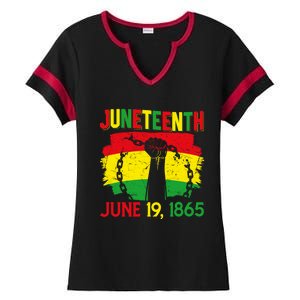 June 19th 1865 Happy Juneteenth Freedom Day Independence Gift Ladies Halftime Notch Neck Tee