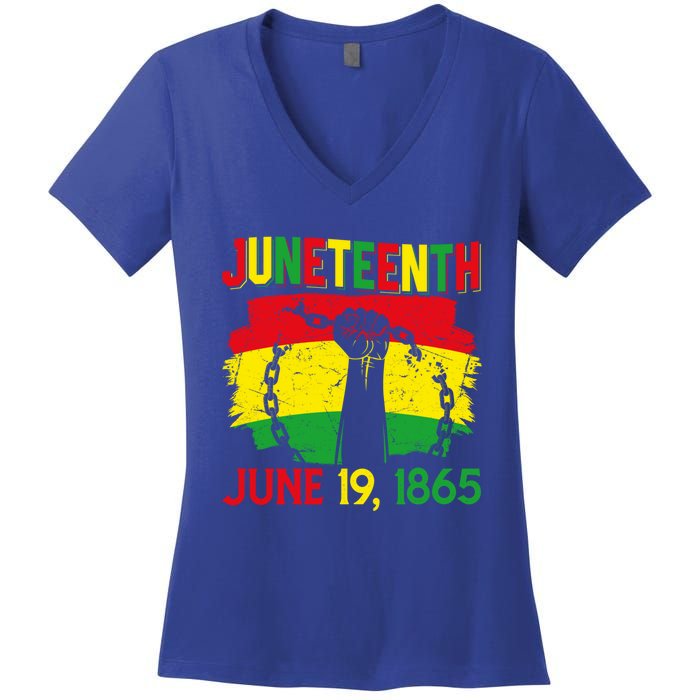 June 19th 1865 Happy Juneteenth Freedom Day Independence Gift Women's V-Neck T-Shirt