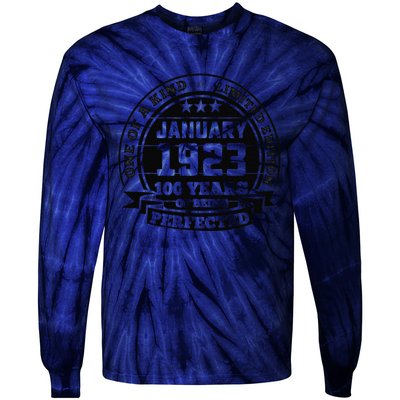 January 1923 100th Birthday Gift 100 Yrs Of Being Perfected Tie-Dye Long Sleeve Shirt