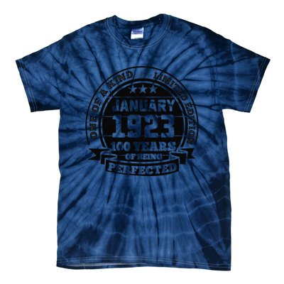 January 1923 100th Birthday Gift 100 Yrs Of Being Perfected Tie-Dye T-Shirt