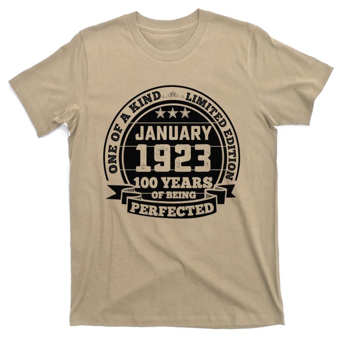 January 1923 100th Birthday Gift 100 Yrs Of Being Perfected T-Shirt