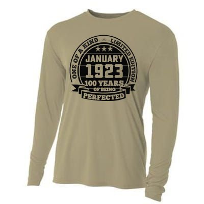 January 1923 100th Birthday Gift 100 Yrs Of Being Perfected Cooling Performance Long Sleeve Crew