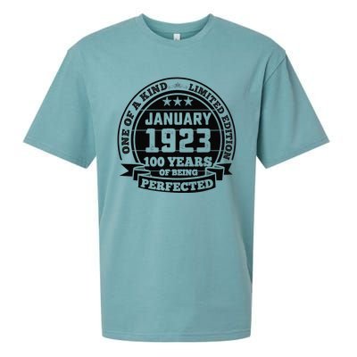 January 1923 100th Birthday Gift 100 Yrs Of Being Perfected Sueded Cloud Jersey T-Shirt