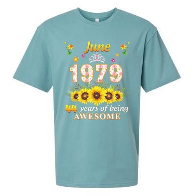 June 1979 44 Years Of Being Awesome 44th Birthday Flower Sueded Cloud Jersey T-Shirt