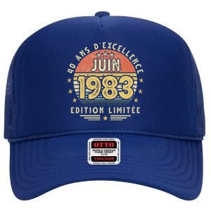 June 1983 40th Birthday Gift June 1983 Man Woman High Crown Mesh Back Trucker Hat